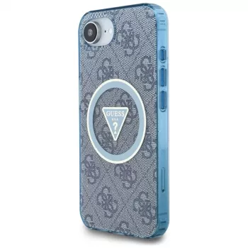 Guess IML Metal Glitter 4G Circle Triangle MagSafe tok iPhone 16e készülékhez (kék)