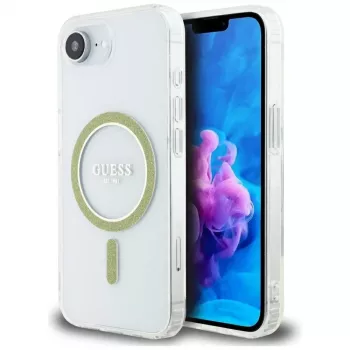 Guess IML Glitter Circle MagSafe tok iPhone 16e készülékhez (átlátszó)