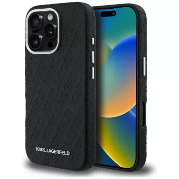 KARL LAGERFELD FW Stamped Karl MagSafe tok iPhone 16 Pro készülékhez, fekete