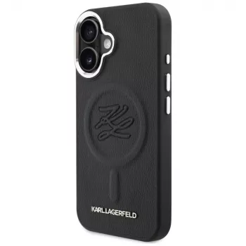 Karl Lagerfeld Initial & Metal Logo MagSafe tok Apple iPhone 16 készülékhez, fekete