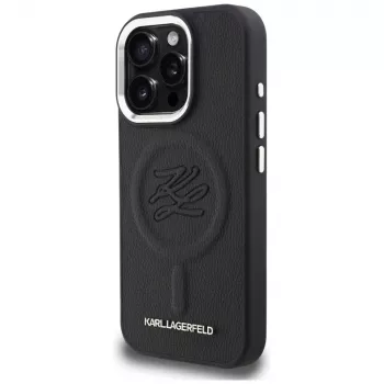 Karl Lagerfeld Initial & Metal Logo MagSafe tok iPhone 16 Pro készülékhez, fekete
