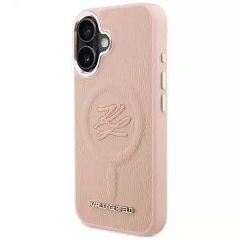 Karl Lagerfeld Initial & Metal Logo MagSafe tok iPhone 16 készülékhez, rózsaszín