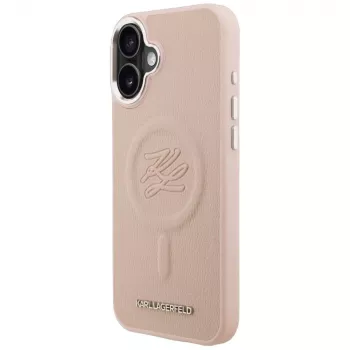 Karl Lagerfeld Initial & Metal Logo MagSafe tok iPhone 16 Plus készülékhez, rózsaszín