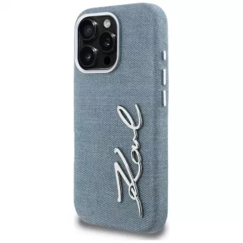 KARL LAGERFELD FW Jeans Signature Logo tok iPhone 16 Pro Max készülékhez, kék