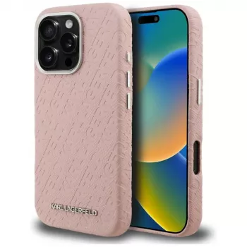 Karl Lagerfeld FW Stamped Karl MagSafe tok iPhone 16 Pro Max készülékhez, rózsaszín