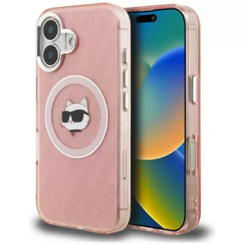 Karl Lagerfeld IML Choupette Head Logo MagSafe tok Apple iPhone 16 készülékhez, rózsaszín