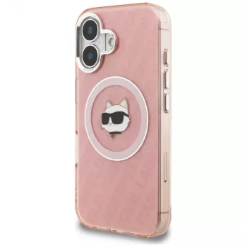 Karl Lagerfeld IML Choupette Head Logo MagSafe tok Apple iPhone 16 készülékhez, rózsaszín