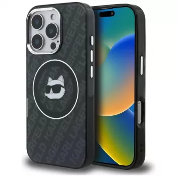 Karl Lagerfeld IML Choupette Head Logo MagSafe tok iPhone 16 Pro készülékhez, fekete
