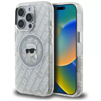 KARL LAGERFELD IML Karl Head Logo MagSafe tok Apple iPhone 16 Pro Max készülékhez, szürke