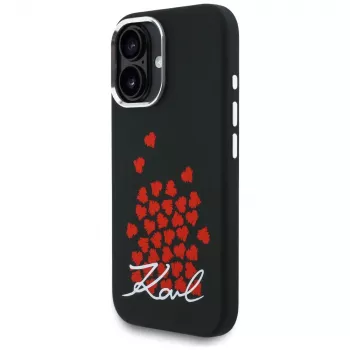 KARL LAGERFELD Silicone Heart SignLogo MagSafe tok Apple iPhone 16 készülékhez, fekete