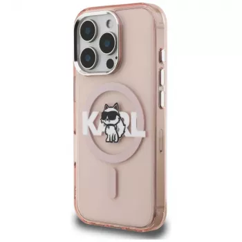 Karl Lagerfeld IML Choupette Sketch Logo MagSafe tok iPhone 16 Pro Max készülékhez, rózsaszín