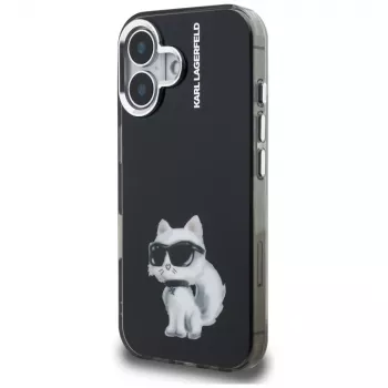Karl Lagerfeld IML Aquarelle Choupette & Logo tok iPhone 16 készülékhez, fekete