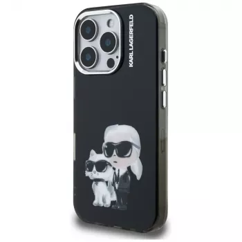 Karl Lagerfeld IML Aquarelle Karl & Choupette & Logo tok Apple iPhone 16 Pro Max készülékhez, fekete