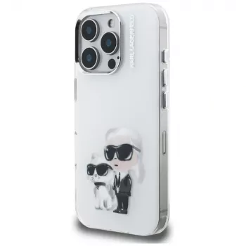 Karl Lagerfeld IML Aquarelle Karl & Choupette & Logo hátlap Apple iPhone 16 Pro készülékhez, fehér