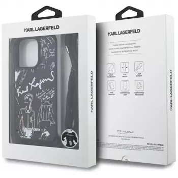 Karl Lagerfeld Crossbody GrainedPattern & Logo telefontok Apple iPhone 16 Pro Max készülékhez, fekete
