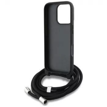 Karl Lagerfeld Crossbody GrainedPattern & Logo telefontok Apple iPhone 16 Pro Max készülékhez, fekete