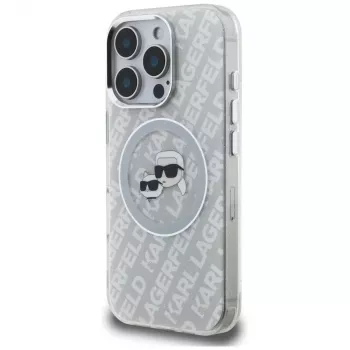 KARL LAGERFELD IML Glitter Karl & Choupette Heads Logo MagSafe tok iPhone 16 Pro Max készülékhez, szürke