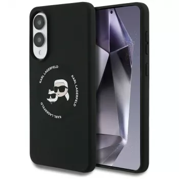 KARL LAGERFELD Silicone Double Heads and Circle MagSafe tok Samsung Galaxy S25 Edge készülékhez, fekete