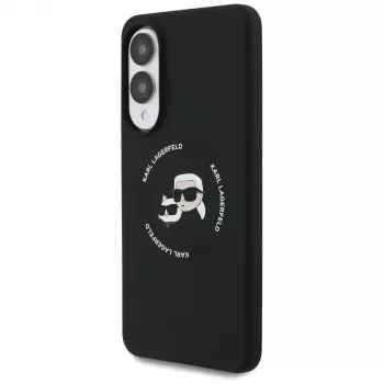 KARL LAGERFELD Silicone Double Heads and Circle MagSafe tok Samsung Galaxy S25 Edge készülékhez, fekete