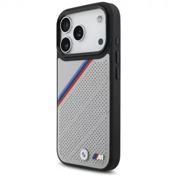BMW M Tricolor Metal Logo MagSafe tok iPhone 17 Pro készülékhez, szürke