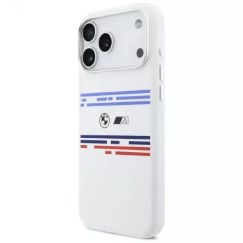 BMW M Silicon Horizontal Line MagSafe tok iPhone 17 Pro Max készülékhez, fehér