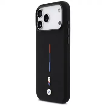 BMW M Silicon Tricolor Line MagSafe tok Apple iPhone 17 Pro Max készülékhez, fekete