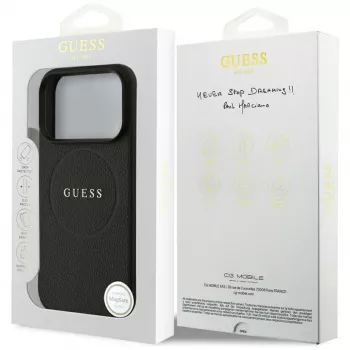 Guess Grained Ring MagSafe tok iPhone 17 Pro Max készülékhez, fekete