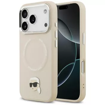 KARL LAGERFELD Karl Pin MagSafe hátlap Apple iPhone 15 Pro Max-hoz, bézs