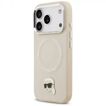 KARL LAGERFELD Karl Pin MagSafe hátlap Apple iPhone 15 Pro Max-hoz, bézs
