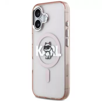 Karl Lagerfeld IML Choupette Sketch Logo MagSafe tok iPhone 17-hez, rózsaszín