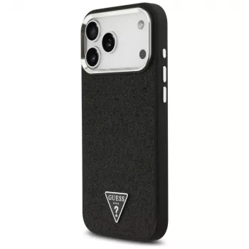 Guess Glitter Triangle Logo MagSafe tok iPhone 17 Pro Max készülékhez, fekete