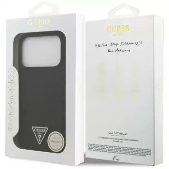 Guess Silicone Triangle Logo MagSafe tok iPhone 17 Pro Max készülékhez (fekete)