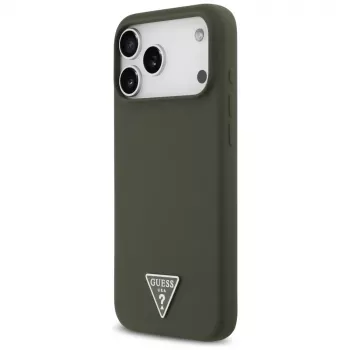 Guess Silicone Triangle Logo MagSafe tok iPhone 17 Pro Max készülékhez (khaki)