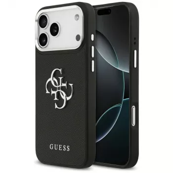 Guess Grained Big 4G Classic Logo tok iPhone 17 Pro Max készülékhez - fekete