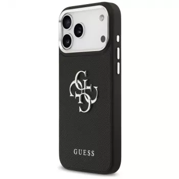 Guess Grained Big 4G Classic Logo tok iPhone 17 Pro Max készülékhez - fekete