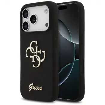 Guess Silicone Big 4G Script tok iPhone 17 Pro fekete