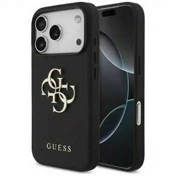 Guess Grained Big 4G & Classic Logo védőtok Apple iPhone 17 Pro fekete