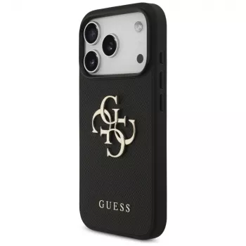 Guess Grained Big 4G & Classic Logo védőtok Apple iPhone 17 Pro fekete