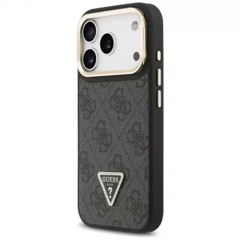 Guess 4G PU Triangle Logo & Stand Camera MagSafe tok iPhone 17 Pro készülékhez, fekete