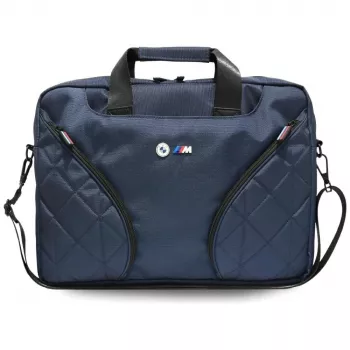 BMW Nylon Laptop Messenger Bag with Metal Logo, tengerészkék, 16 inch