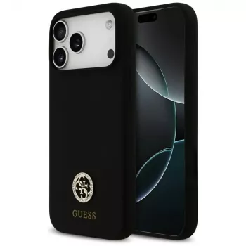 Guess szilikon Logo Strass 4G MagSafe tok iPhone 17 Pro Max készülékhez, fekete