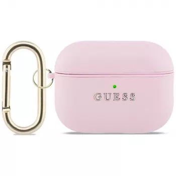 Guess Grained Classic Logo védőtok Apple AirPods Pro 3. generációhoz, rózsaszín