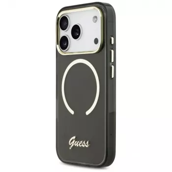 Guess IML Script Metal MagSafe tok Apple iPhone 17 Pro-hoz, fekete