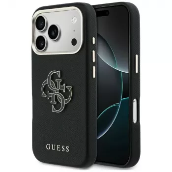 Guess FW Resin Logo hátlap Apple iPhone 17 Pro-hoz, fekete