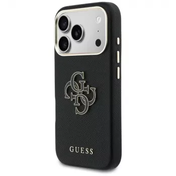 Guess FW Resin Logo hátlap Apple iPhone 17 Pro-hoz, fekete