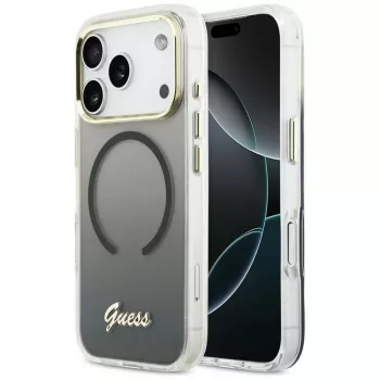 Guess IML Gradient Script Metal MagSafe tok Apple iPhone 17 Pro-hoz, fekete