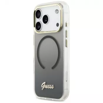 Guess IML Gradient Script Metal MagSafe tok Apple iPhone 17 Pro-hoz, fekete