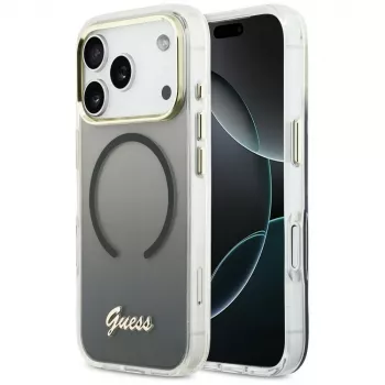 Guess IML Gradient Script Metal MagSafe tok Apple iPhone 17 Pro Max-hoz, fekete