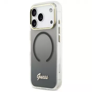 Guess IML Gradient Script Metal MagSafe tok Apple iPhone 17 Pro Max-hoz, fekete