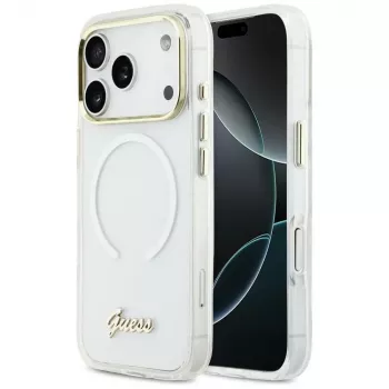 Guess IML Gradient Script Metal MagSafe tok Apple iPhone 17 Pro-hoz, fehér